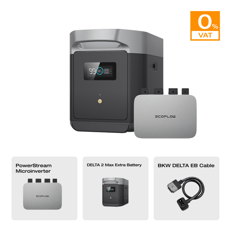 Load image into Gallery viewer, EcoFlow DELTA 2 Max Smart Extra Battery 0% VAT (Only Austria) DELTA 2 Max Extra Battery + PowerStream Microinverter 800W