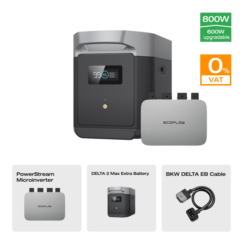 Load image into Gallery viewer, EcoFlow DELTA 2 Max Smart Extra Battery 0% VAT (Only Germany) DELTA 2 Max Extra Battery + PowerStream Microinverter 600W