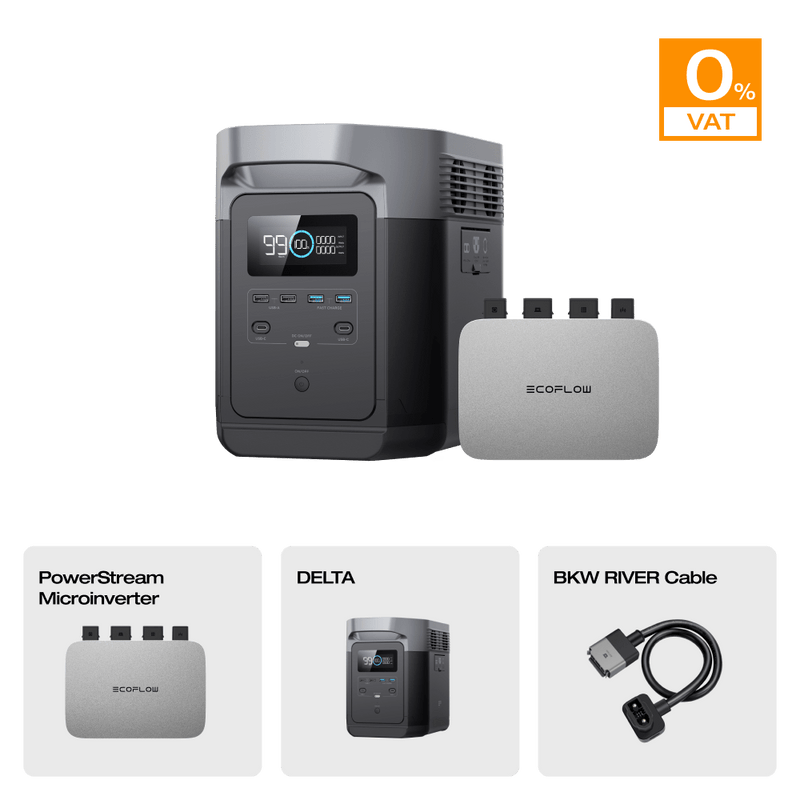 Load image into Gallery viewer, EcoFlow DELTA Portable Power Station (Refurbished) 0% VAT (Only Austria) DELTA (Refurbished) + PowerStream 800 W (Member-only)