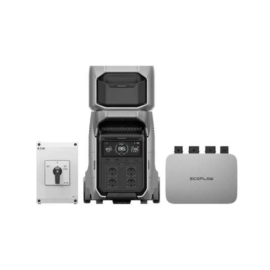 EcoFlow DELTA Pro 3 Home Battery System DELTA Pro 3 + PowerStream 800W (with battery cable) + Manual Transfer Switch / DELTA Pro 3 Smart Extra Battery / Incl. VAT