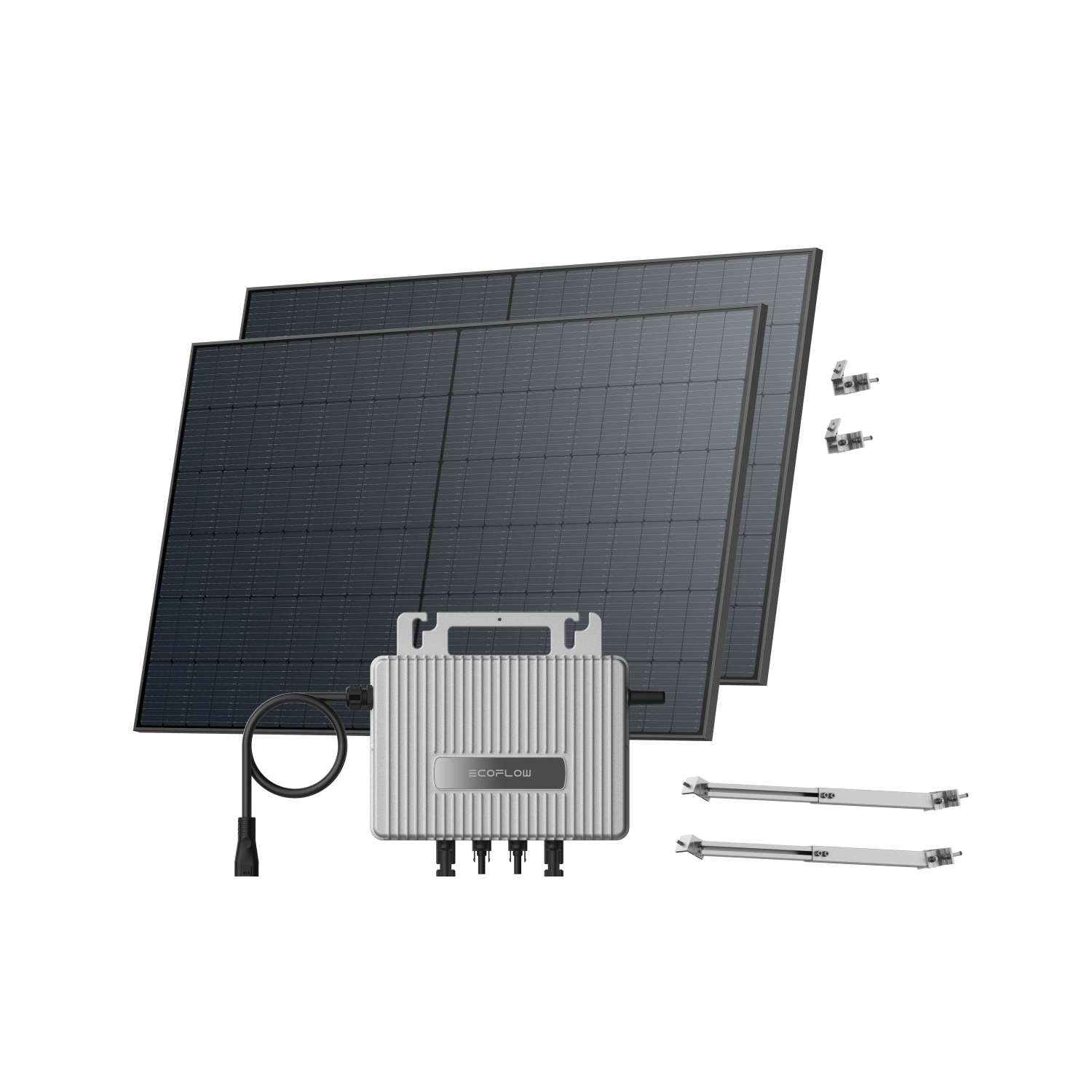 EcoFlow STREAM Adjustable Facade Kit 45° Wall / (1040Wp) 2 × 520W Rigid Solar Panel + STREAM Microinverter / Bracket Adjustable: Facade