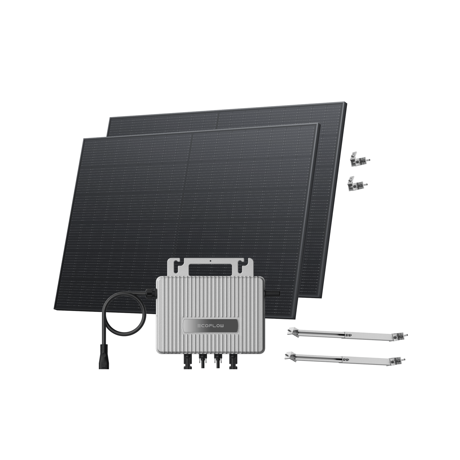 EcoFlow STREAM Balcony Solar System STREAM Microinverter + 2 x 400 W Rigid Solar Panel / Bracket Adjustable: Facade