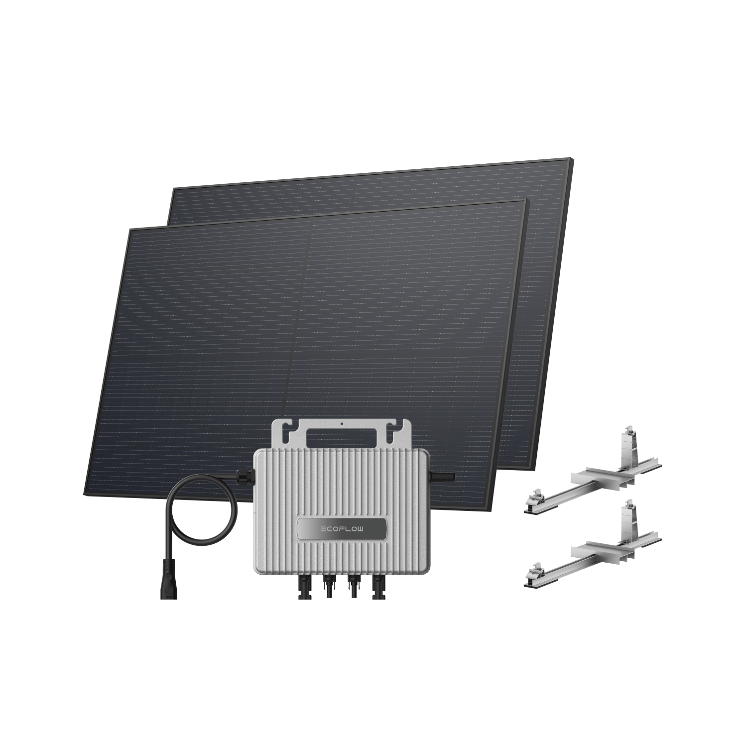 EcoFlow STREAM Garden/Ground Kit (900Wp) 2 × 450W Rigid Solar Panel + STREAM Microinverter / Bracket: Flat Round