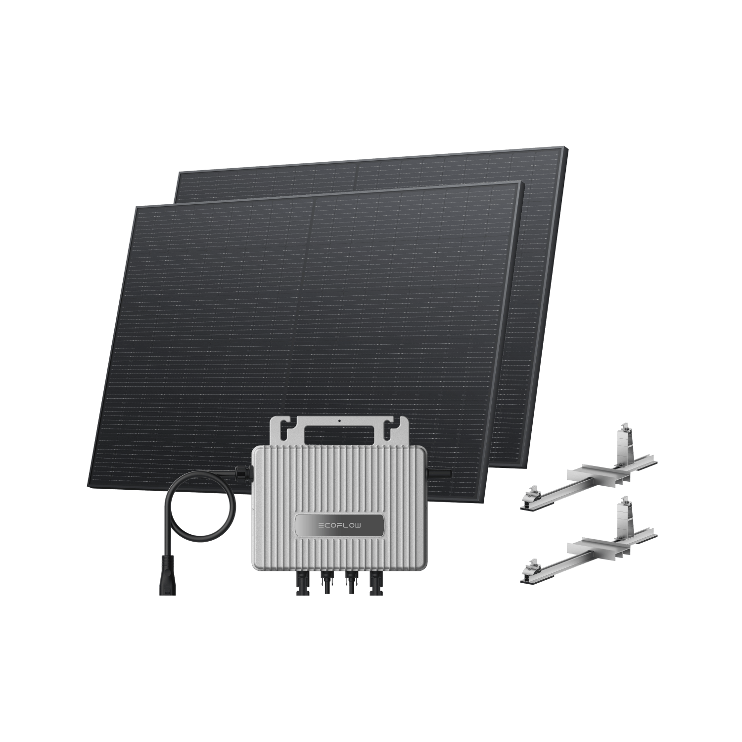 EcoFlow STREAM Garden/Ground Kit (800Wp) 2 × 400W Rigid Solar Panel + STREAM Microinverter / Bracket: Flat Round